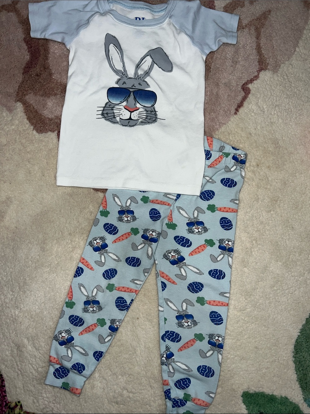 The Children’s Place Light Blue Bunny Pajama Set with Sunglasses Graphic
